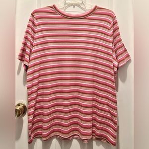 Ava & Viv stripe texture super soft stretch short sleeve plus top
